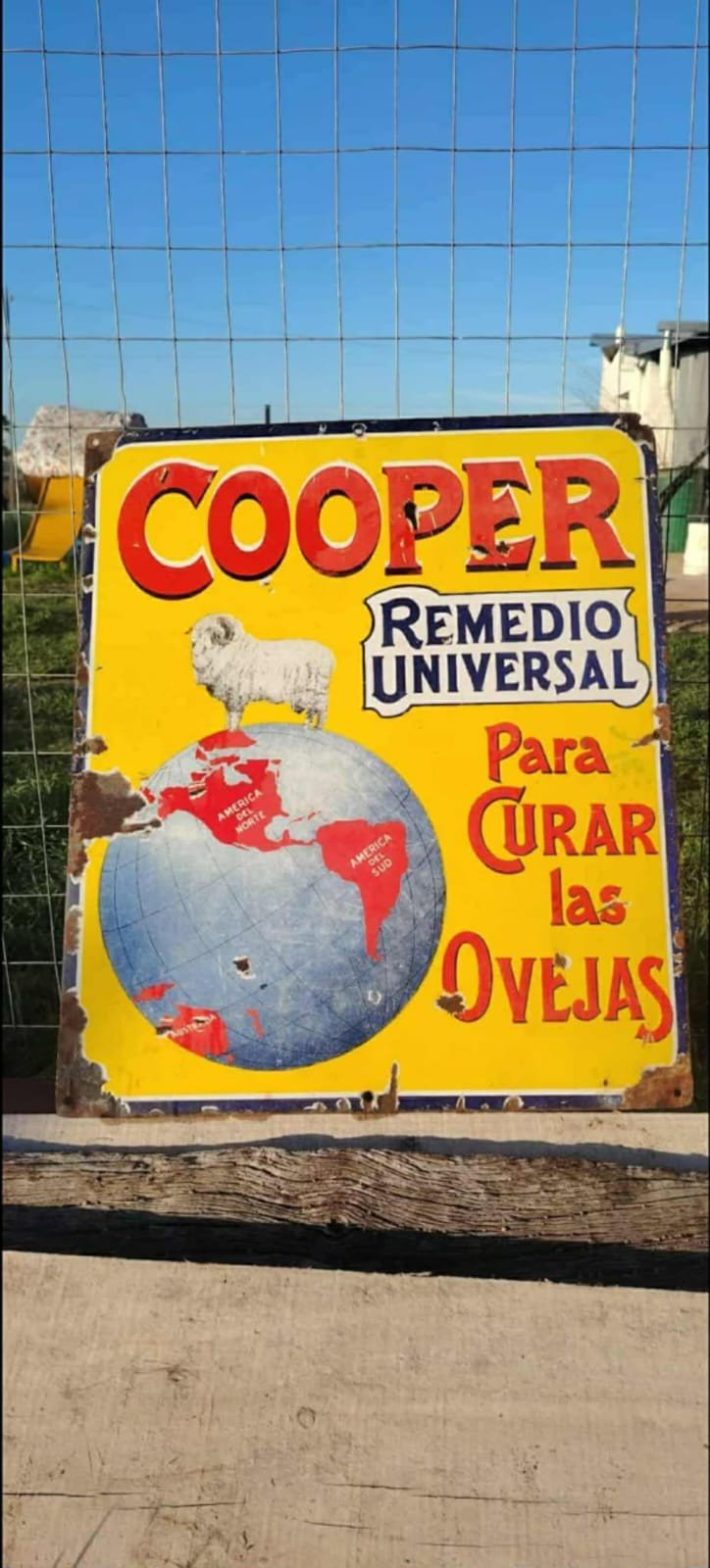 Antiguo Cartel Enlozado Original COOPER Ovejas