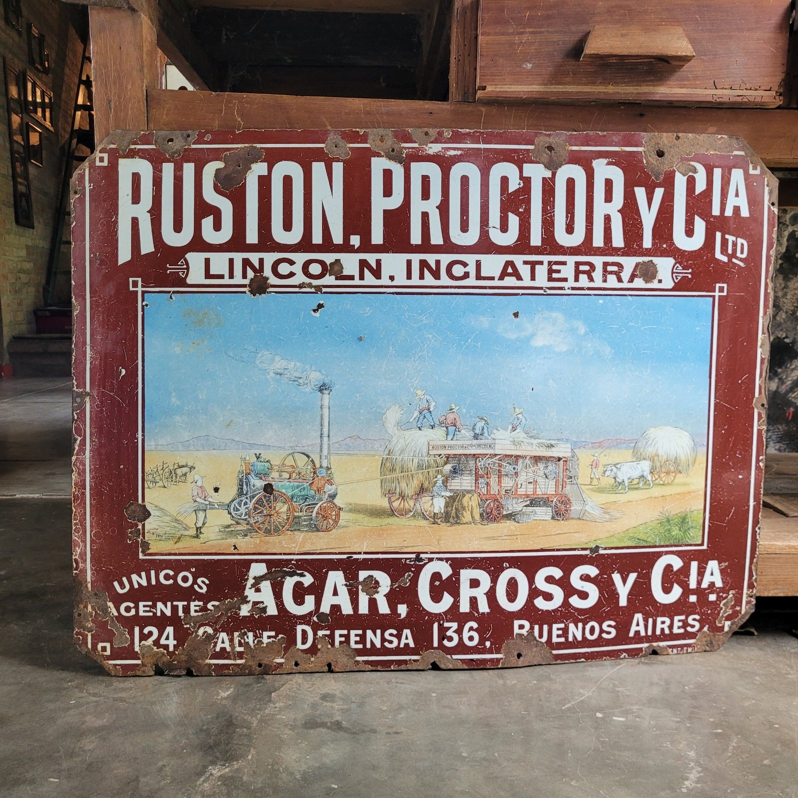 Antiguo Cartel Enlozado Original RUSTON | AGAR CROSS
